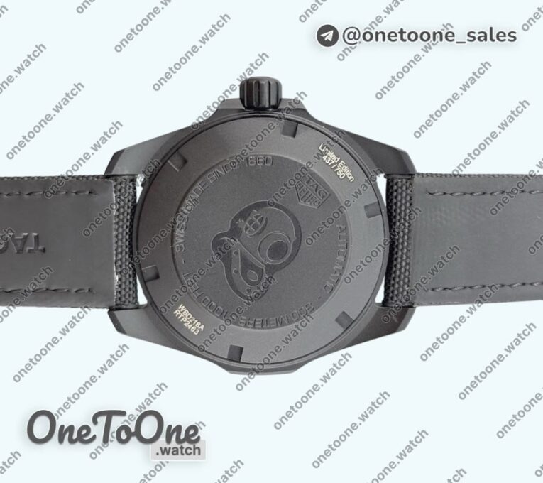 Реплика часов Tag Heuer Aquaracer Calibre 5 PVD 41mm Top-tier Копия один в один Carbon/Gold Dial on Black Nylon Strap T SW200