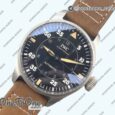 Реплика часов Iwc Big Pilot IW329701 Ti Top-tier Копия один в один Black Dial on Brown Leather Strap M+F SEIKO 8N-24