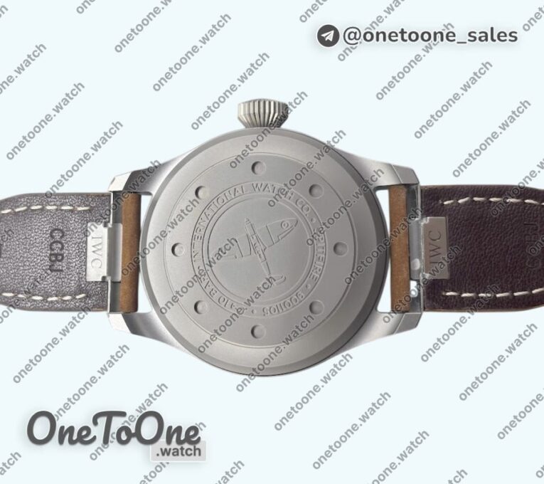 Реплика часов Iwc Big Pilot IW329701 Ti Top-tier Копия один в один Black Dial on Brown Leather Strap M+F SEIKO 8N-24