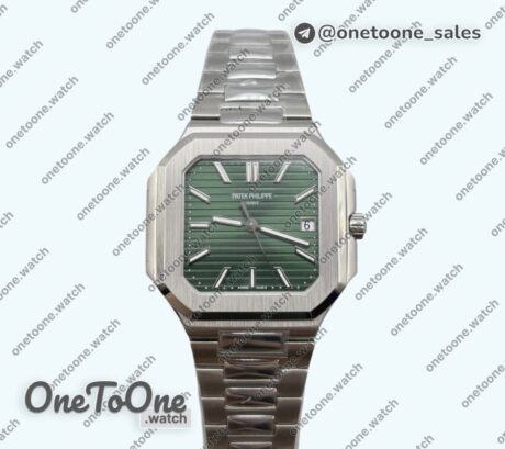 Реплика часов Patek Philippe Cubitus 5821/1A Stainless steel Green Dial on Braelet TWF MY9015 Mod
