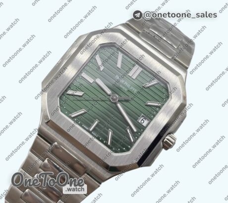 Реплика часов Patek Philippe Cubitus 5821/1A Stainless steel Green Dial on Braelet TWF MY9015 Mod