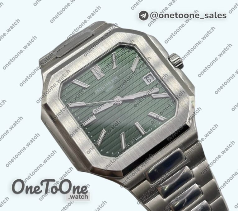 Реплика часов Patek Philippe Cubitus 5821/1A Stainless steel Green Dial on Braelet TWF MY9015 Mod