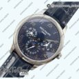 Реплика часов Patek Philippe Perpetual Calendar 5140 Stainless steel Top-tier Копия один в один Blue Numeral Dial on Blue Leather Strap 3KF