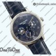 Реплика часов Patek Philippe Perpetual Calendar 5140 Stainless steel Top-tier Копия один в один Blue Numeral Dial on Blue Leather Strap 3KF