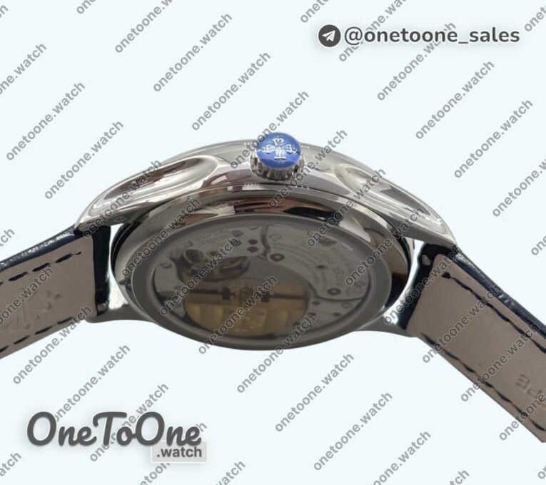 Реплика часов Patek Philippe Perpetual Calendar 5140 Stainless steel Top-tier Копия один в один Blue Numeral Dial on Blue Leather Strap 3KF
