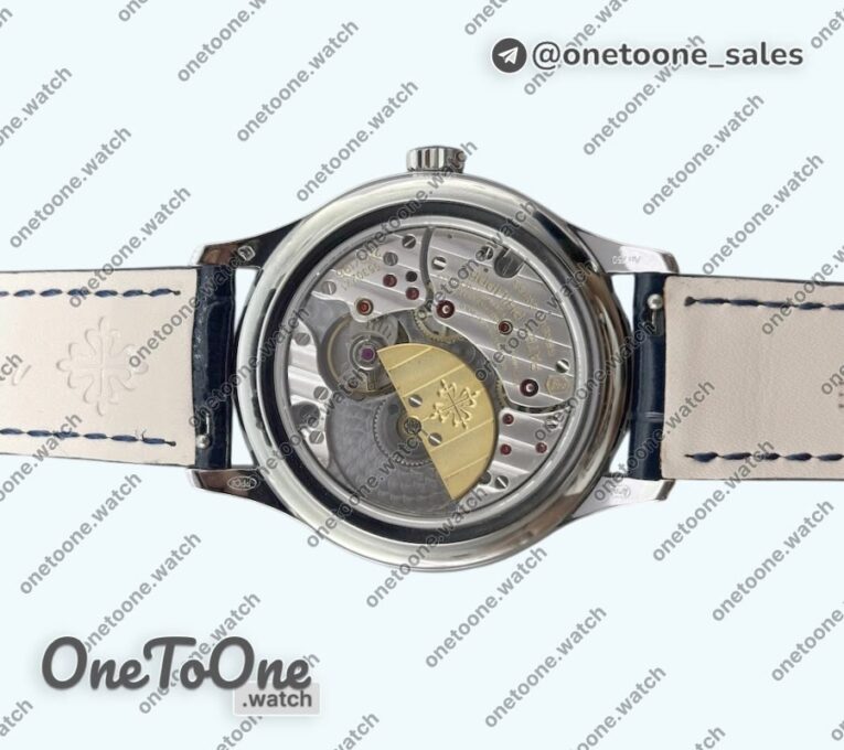 Реплика часов Patek Philippe Perpetual Calendar 5140 Stainless steel Top-tier Копия один в один Blue Numeral Dial on Blue Leather Strap 3KF