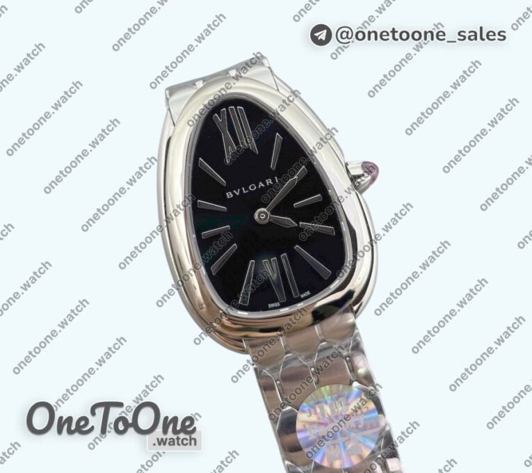 Реплика часов Bvlgari Serpenti Seduttori Watch Stainless steel Top-tier Копия один в один Black Dial on Stainless steel Bracelet Swiss Quartz