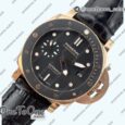 Реплика часов Panerai PAM974 Luminor Submersible Rose gold Top-tier Копия один в один on Black Leather Strap OP XXXIV Clone
