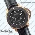 Реплика часов Panerai PAM974 Luminor Submersible Rose gold Top-tier Копия один в один on Black Leather Strap OP XXXIV Clone