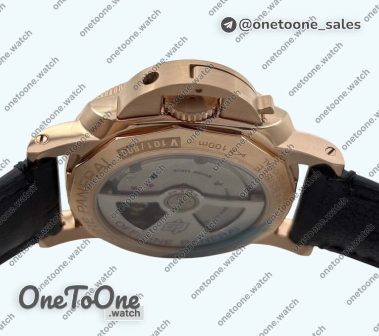 Реплика часов Panerai PAM974 Luminor Submersible Rose gold Top-tier Копия один в один on Black Leather Strap OP XXXIV Clone