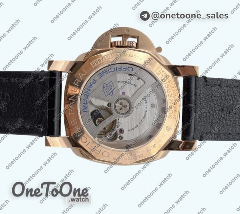 Реплика часов Panerai PAM974 Luminor Submersible Rose gold Top-tier Копия один в один on Black Leather Strap OP XXXIV Clone