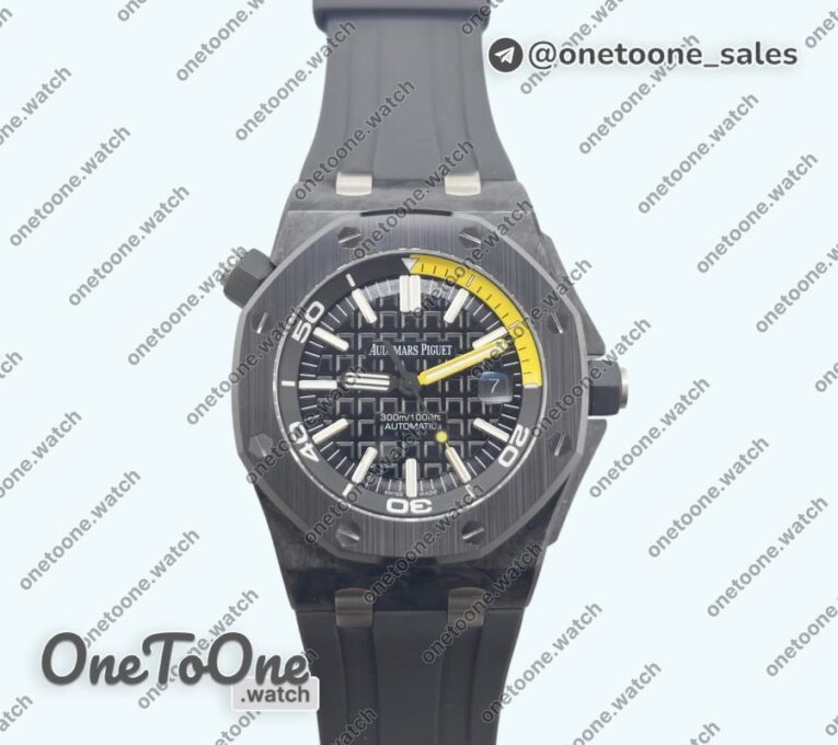 Реплика часов Audemars Piguet Royal Oak Offshore Diver 15706 Forged Carbon Top-tier Копия один в один Rubber Strap