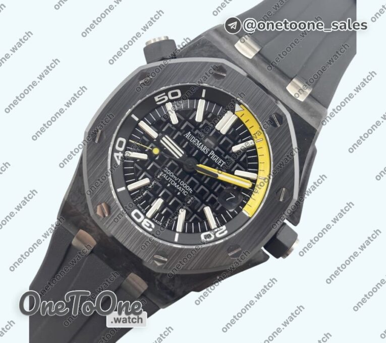 Реплика часов Audemars Piguet Royal Oak Offshore Diver 15706 Forged Carbon Top-tier Копия один в один Rubber Strap