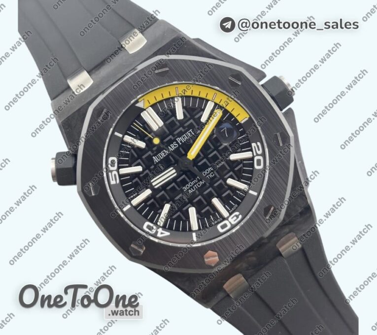 Реплика часов Audemars Piguet Royal Oak Offshore Diver 15706 Forged Carbon Top-tier Копия один в один Rubber Strap