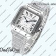 Реплика часов Cartier Santos de Cartier 35mm Stainless steel Top-tier Копия один в один White Dial on Stainless steel SmartLinks Bracelet MIYOTA 9015