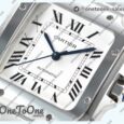 Реплика часов Cartier Santos de Cartier 35mm Stainless steel Top-tier Копия один в один White Dial on Stainless steel SmartLinks Bracelet MIYOTA 9015