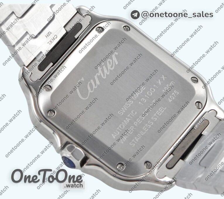 Реплика часов Cartier Santos de Cartier 35mm Stainless steel Top-tier Копия один в один White Dial on Stainless steel SmartLinks Bracelet MIYOTA 9015