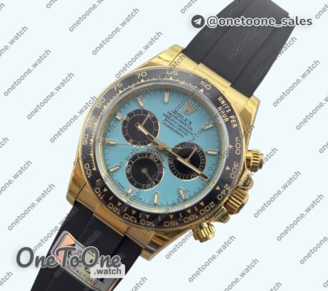 Реплика часов Rolex Daytona 126518 Увеличенный вес Top-tier Копия один в один Tiffany Turquoise Blue Dial Sticks Markers on Oysterflex Strap