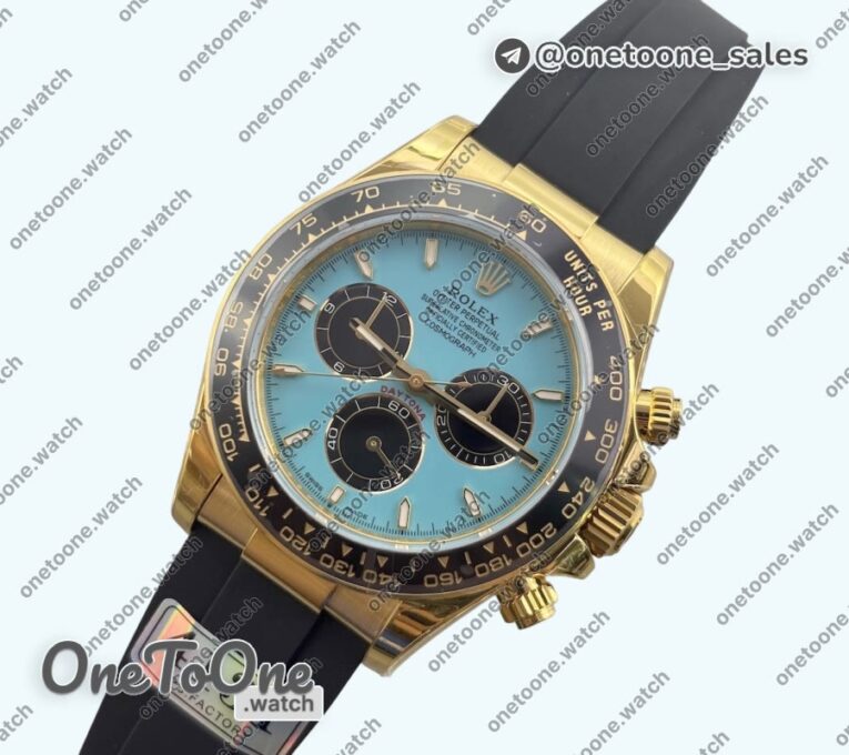 Реплика часов Rolex Daytona 126518 Увеличенный вес Top-tier Копия один в один Tiffany Turquoise Blue Dial Sticks Markers on Oysterflex Strap