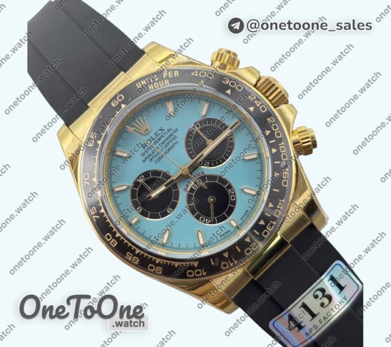 Реплика часов Rolex Daytona 126518 Увеличенный вес Top-tier Копия один в один Tiffany Turquoise Blue Dial Sticks Markers on Oysterflex Strap