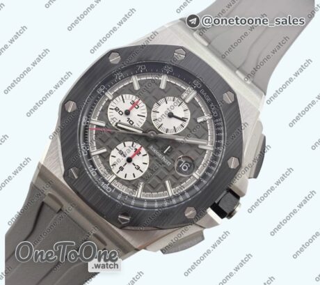 Реплика часов Audemars Piguet Royal Oak Offshore 44mm Stainless steel Top-tier Копия один в один Gray Dial Ceramic Bezel on Gray Rubber Strap TKF
