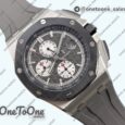 Реплика часов Audemars Piguet Royal Oak Offshore 44mm Stainless steel Top-tier Копия один в один Gray Dial Ceramic Bezel on Gray Rubber Strap TKF