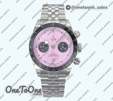 Реплика часов Tudor Black Bay Chrono Stainless steel Top-tier Копия один в один Pink Dial On Stainless steel Jubilee Bracelet DD7750
