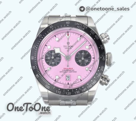 Реплика часов Tudor Black Bay Chrono Stainless steel Top-tier Копия один в один Pink Dial On Stainless steel Jubilee Bracelet DD7750