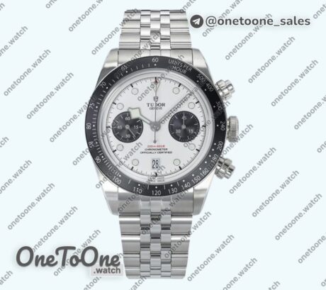 Реплика часов Tudor Black Bay Chrono Stainless steel Top-tier Копия один в один White Dial On Stainless steel Jubilee Bracelet DD7750