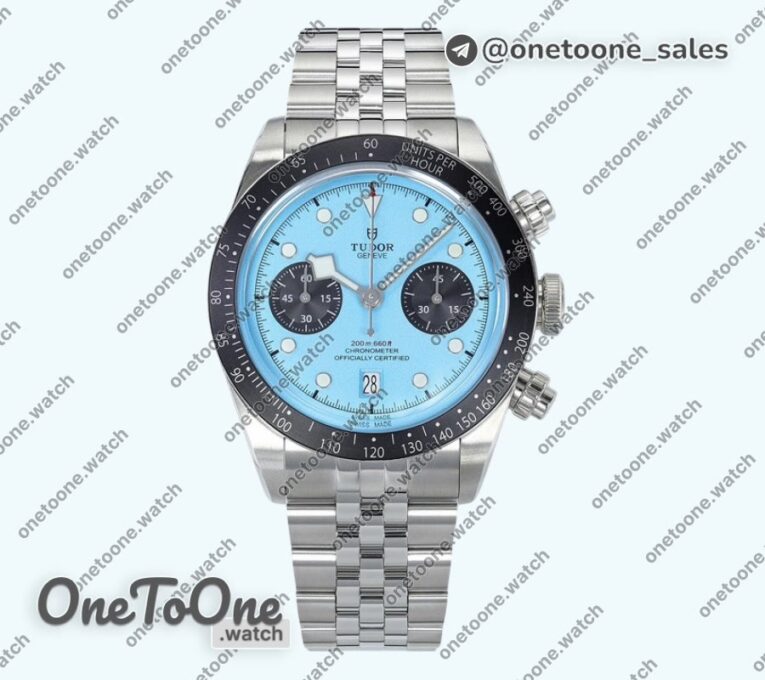 Реплика часов Tudor Black Bay Chrono Stainless steel Top-tier Копия один в один Tiffany Blue Dial On Stainless steel Jubilee Bracelet DD7750