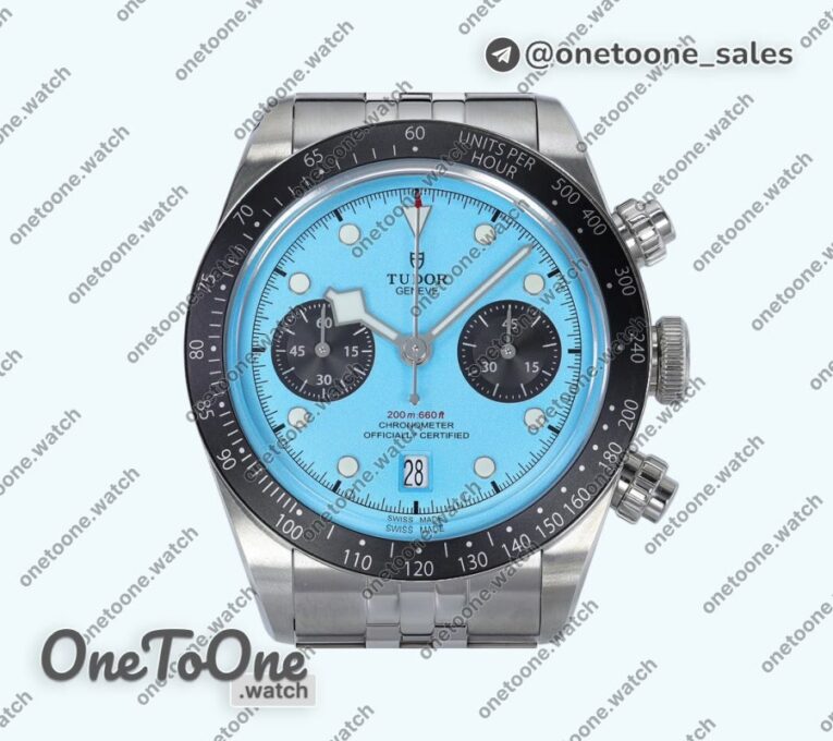 Реплика часов Tudor Black Bay Chrono Stainless steel Top-tier Копия один в один Tiffany Blue Dial On Stainless steel Jubilee Bracelet DD7750