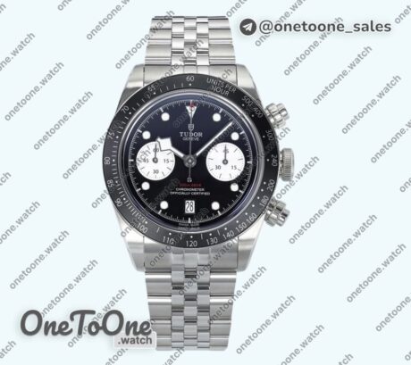 Реплика часов Tudor Black Bay Chrono Stainless steel Top-tier Копия один в один Black Dial On Stainless steel Jubilee Bracelet DD7750