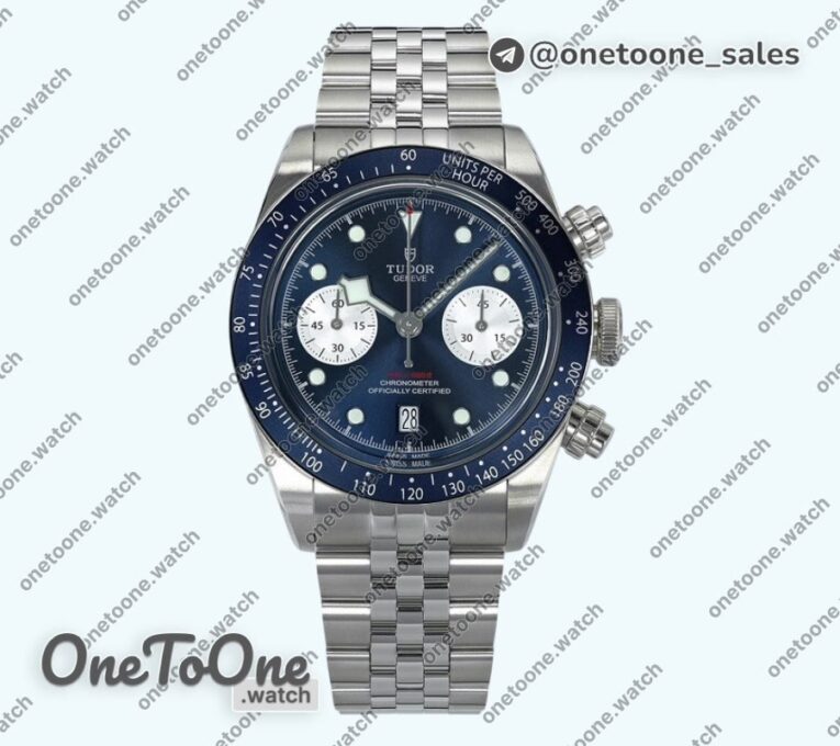 Реплика часов Tudor Black Bay Chrono Stainless steel Top-tier Копия один в один Blue Dial On Stainless steel Jubilee Bracelet DD7750