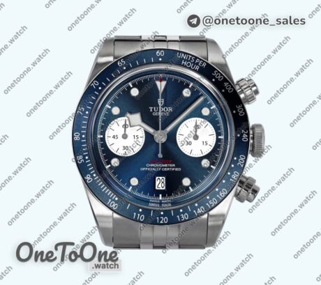 Реплика часов Tudor Black Bay Chrono Stainless steel Top-tier Копия один в один Blue Dial On Stainless steel Jubilee Bracelet DD7750
