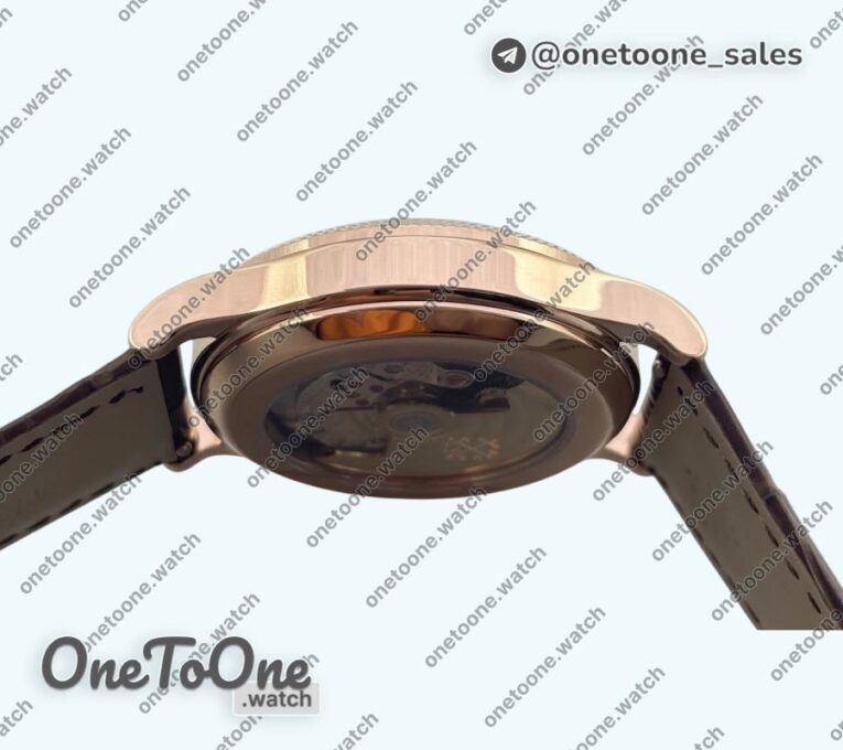 Реплика часов Patek Philippe Calatrava 6119R Rose gold Top-tier Копия один в один White Dial on Brown Leather Strap CS