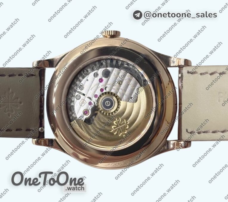 Реплика часов Patek Philippe Calatrava 6119R Rose gold Top-tier Копия один в один White Dial on Brown Leather Strap CS