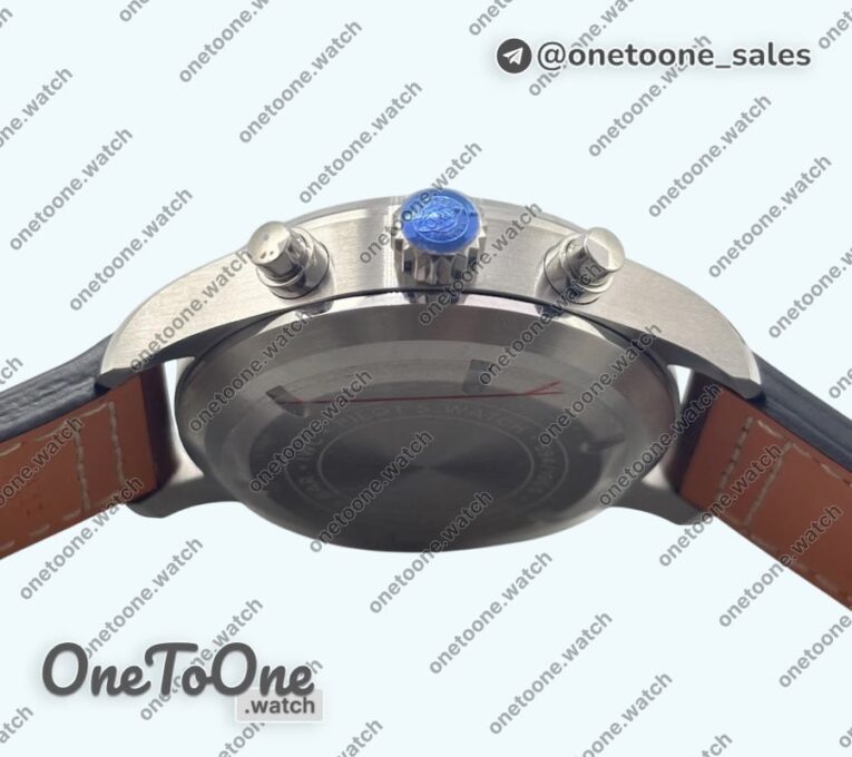 Реплика часов Iwc Pilot Chrono Spitfire IW377726 Stainless steel Top-tier Копия один в один Green Dial on Brown Leather Strap A