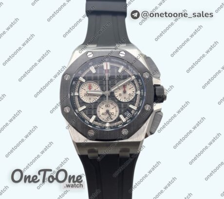 Реплика часов Audemars Piguet Royal Oak Offshore 43mm 26420SO Stainless steel Top-tier Копия один в один Black Dial On Black Rubber Strap
