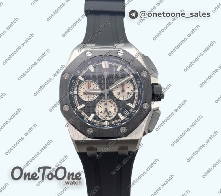 Реплика часов Audemars Piguet Royal Oak Offshore 43mm 26420SO Stainless steel Top-tier Копия один в один Black Dial On Black Rubber Strap