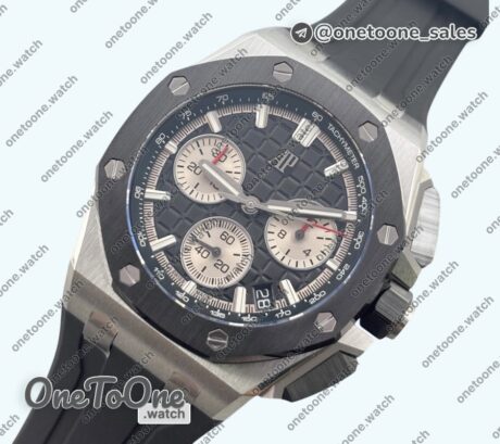 Реплика часов Audemars Piguet Royal Oak Offshore 43mm 26420SO Stainless steel Top-tier Копия один в один Black Dial On Black Rubber Strap