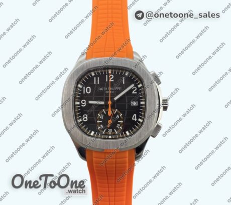 Реплика часов Patek Philippe Aquanaut Chronograph 5968A Top-tier Копия один в один Brown Dial on Orange Rubber Strap 3KF