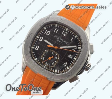 Реплика часов Patek Philippe Aquanaut Chronograph 5968A Top-tier Копия один в один Brown Dial on Orange Rubber Strap 3KF