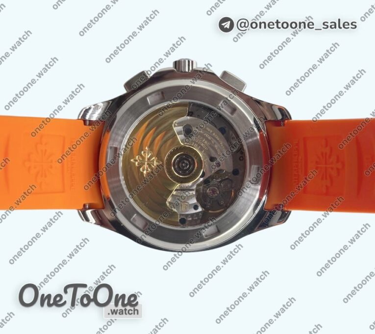 Реплика часов Patek Philippe Aquanaut Chronograph 5968A Top-tier Копия один в один Brown Dial on Orange Rubber Strap 3KF