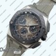 Реплика часов Audemars Piguet ROO 43mm 26420 Ceramic Bezel Stainless steel Top-tier Копия один в один Light Brown Dial On Gray Rubber Strap