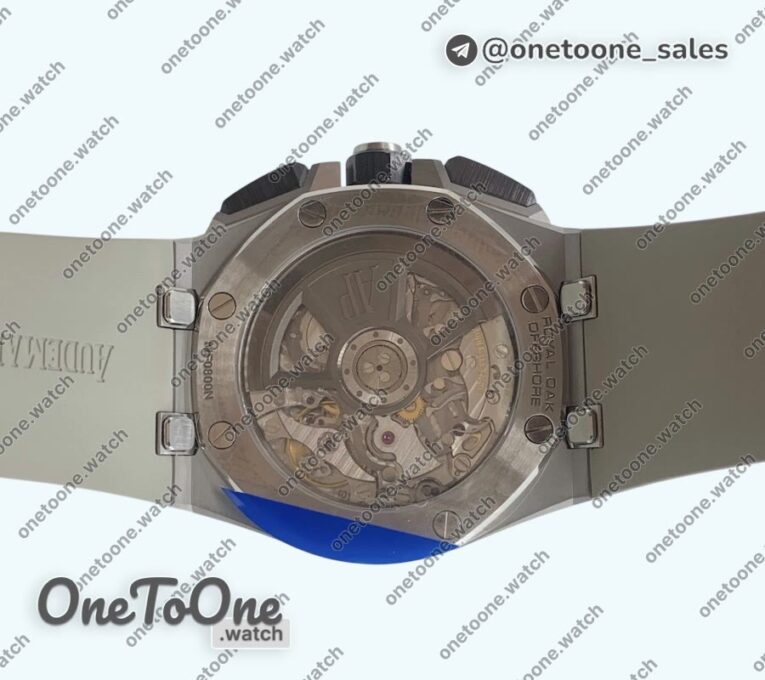 Реплика часов Audemars Piguet ROO 43mm 26420 Ceramic Bezel Stainless steel Top-tier Копия один в один Light Brown Dial On Gray Rubber Strap