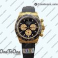 Реплика часов Rolex Daytona 126518 Увеличенный вес Top-tier Копия один в один Black Dial Gold Subdial Sticks Markers on Oysterflex Strap
