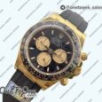 Реплика часов Rolex Daytona 126518 Увеличенный вес Top-tier Копия один в один Black Dial Gold Subdial Sticks Markers on Oysterflex Strap