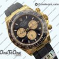 Реплика часов Rolex Daytona 126518 Увеличенный вес Top-tier Копия один в один Black Dial Gold Subdial Sticks Markers on Oysterflex Strap