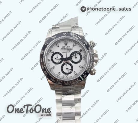 Реплика часов Rolex Daytona 116500 Ceramic Bezel Top-tier Копия один в один 904L Stainless steel Case and Bracelet White Dial DD4130