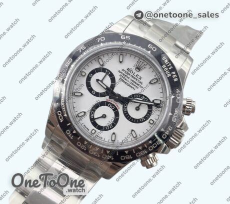 Реплика часов Rolex Daytona 116500 Ceramic Bezel Top-tier Копия один в один 904L Stainless steel Case and Bracelet White Dial DD4130